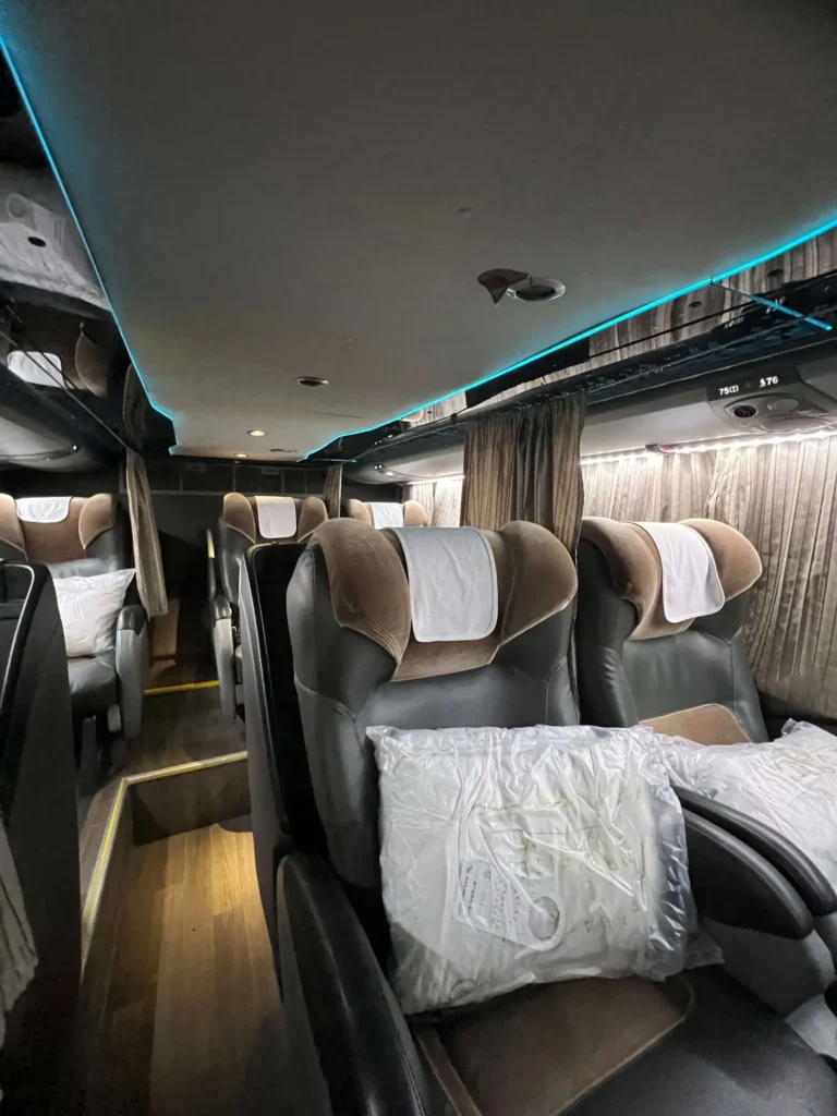 Inside the overnight sleeper bus – lower level